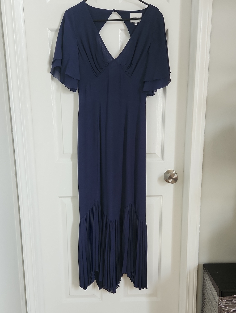 Reformation Navy V-Neck Flutter Maxi Dress